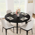 GarveeHome 47 in Round Dining Table, Industrial Dinner Table for 4 to 6, Wooden Kitchen Table with Sturdy Metal Frame & Rustic Black Finish, Circle Kitchen Table for Dining Room, Kitchen （No Chairs）