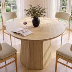 ModernMate 43 inch Round Dining Table for 4, Circle Kitchen Table with Wooden Pedestal Base, Modern Wood Dining Room Table, Dinner Table for Dining Room, Kitchen, Living Room