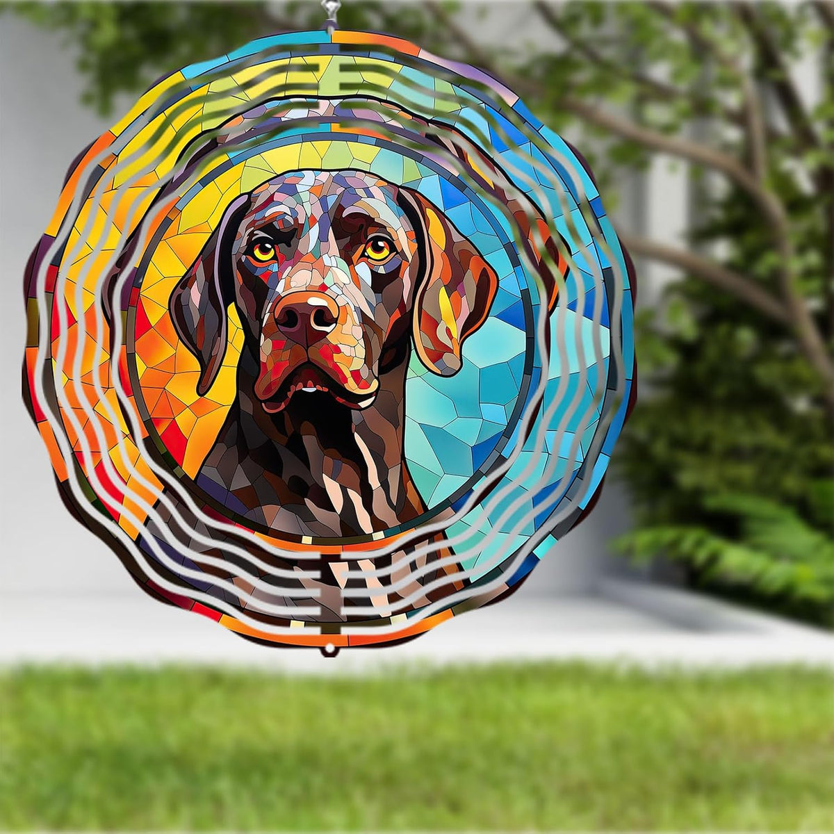 German Shorthaired Pointer Dog Wind Spinners Outdoor Dog Memorial Gifts, 3D Metal Kinetic Hanging Garden Wind Spinner, Spinner Decor, Wind Sculptures for Outdoor & Indoor, Window, Yard Decor (GSP 1)