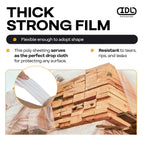 Plastic Sheeting 4 mil, 6' x 50' (300 sq.ft.), Pack of 4 - Thick Semi-Clear Plastic Sheeting for Construction, Painting, Drop Cloth, Slide&Slip - Heavy Duty LDPE Film Roll by IDL Packaging
