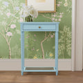 East at Main Lenora Console Table – 23.75” Narrow Entryway Table with Storage & Cane Shelf – Solid Wood Accent for Hallways, Foyers, and Small Spaces – French Country & Traditional Style (Powder Blue)