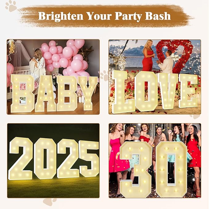 Marquee Light Up Letters: 3FT Large Decorative Signs for Party Decorations Baby Shower Birthday Wedding Engagement Anniversary, 3 Feet Tall Pre-Cut DIY Foamboard Letter Y - Easy to Assemble