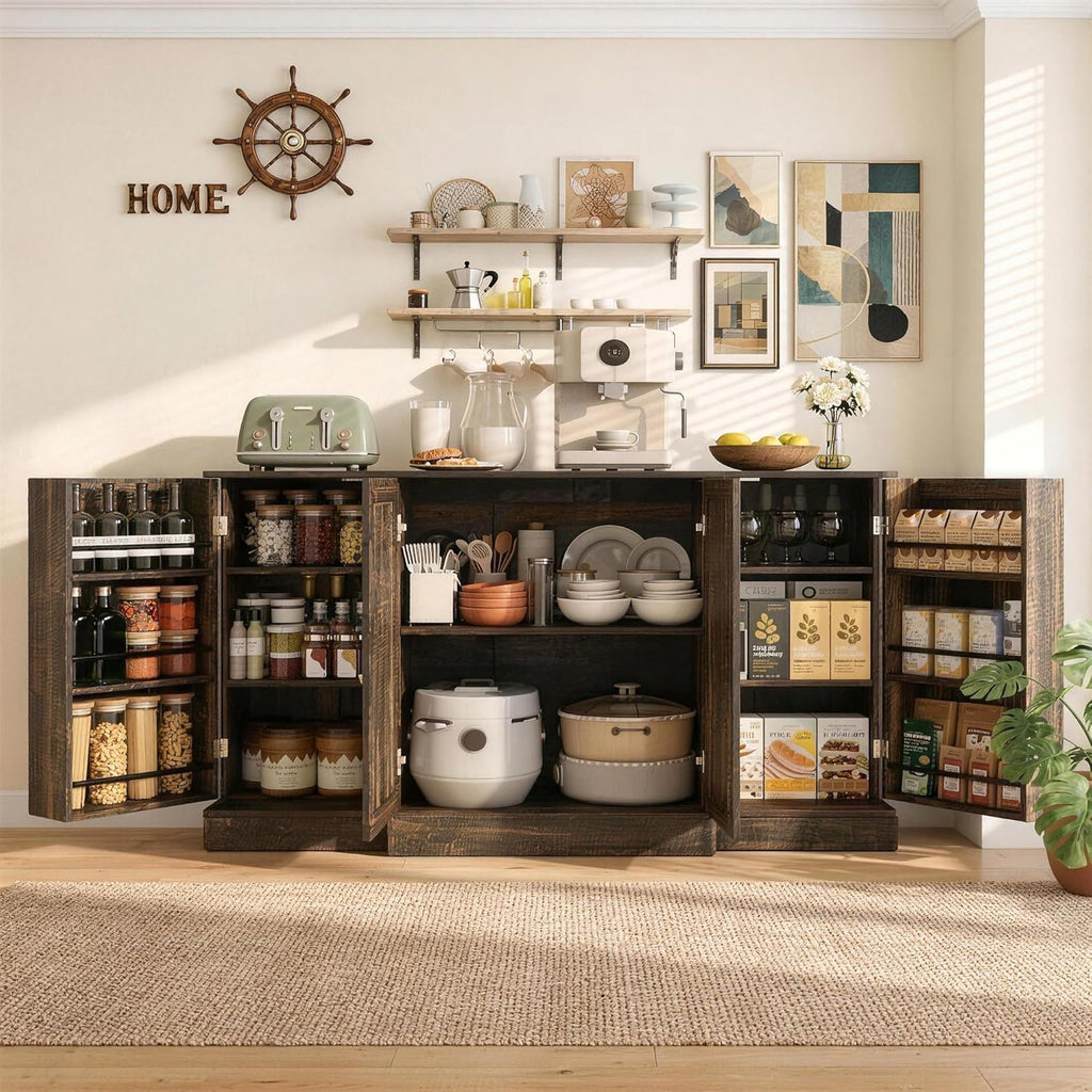 Buffet Cabinet with Storage,59" Large Farmhouse Sideboard Buffet Cabinet with Doors,Kitchen Buffet Storage Cabinet with Adjustable Shelves,Bar Station Table for Kitchen,Dining Room,Living Room