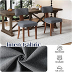 LUXOAK Mid Century Modern Dining Chairs Set of 2, Linen Upholstered Kitchen Chairs with Curved Backrest & Adjustable Legs for Living Room/Bedroom/Lounge, Easy to Install, Grey Linen