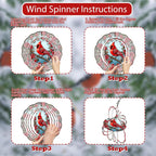 3D Red Cardinal Wind Spinner 10 Inch Stainless Steel Bird Wind Sculpture Kinetic Art Hanging Ornament for Outdoor Garden, Yard, Patio, and Home Decoration Christmas Decor