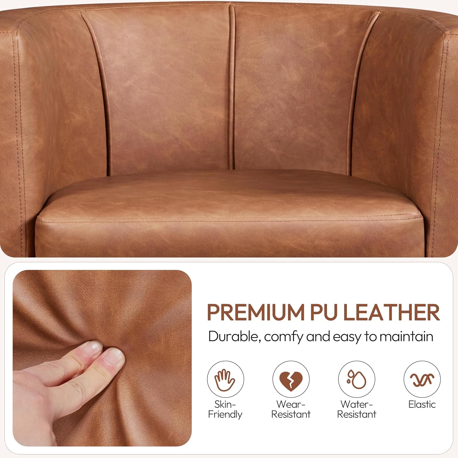 Yaheetech Barrel Accent Chairs Set of 2, Modern Armchairs, Brown