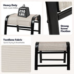 Patio Outdoor Footstool 2 Set, Sturdy Textile Stackable Ottoman Small Seat for Garden Beige