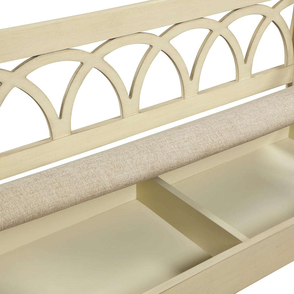 OSP Home Furnishings Coventry Solid Wood and Veneer Storage Bench, Antique White