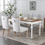 OVENTA Modern Tufted Upholstered Dining Chairs Set of 6, Beige Linen Dining Room Chair with Solid Wood Legs, Sillas de Comedor, Kitchen Chairs (Beige, Linen Set of 6)