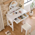GOWE Vanity Table Set White Modern Contemporary Comfortable Upholstered for Living R...