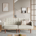 Furnify 71" Velvet Futon Sofa Bed, Versatile Loveseat Couch, Sleeper Sofa with Adjustable Backrest, Mid Century Modern Futon Couch for Small Space, Living Room, Office & Apartment, Velvet Fabric Beige