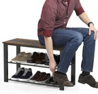 Simple Houseware Wood Top Shoe Storage Bench for Entryway, Rustic Brown
