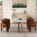 Hyfirm Barrel Dining Chairs Set of 4, Velvet Upholstered Armchairs with Open-Back, Solid Wood Frame, Gold Metal-Trimmed Legs, Pre-Assembled Side Chairs for Kitchen/Dining Room/Living Room, Orange