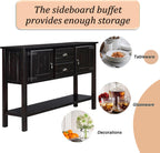 Knocbel Vintage Console Table with 2 Drawers, 2 Storage Cabinets and Bottom Open Shelf, Entryway Hallway Sofa Table Dining Room Buffet Sideboard, 48" W x 14" D x 34" H (Espresso)