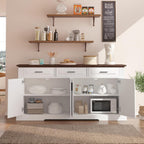 Modern Freestanding Storage Cabinet with Drawers Shelves and Countertop, Buffet Sideboard for Kitchen Living Room Entryway Office Coffee Bar (White-3 Drawer)