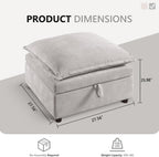 Chenille Upholstered Rectangle Ottoman for Modular Sectional Cloud Couch, Foot Stool, Faux Wood Feet, Durable Frame, Modular Sectional Couch Add Ons for Living Room, Bedroom, Light Gray