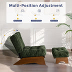 MAXYOYO Accent Chair with Ottoman, Lounge Chair with Adjustable Backrest | Tufted Living Room Chair Upholstered Lounge Chair with Footrest Set, Modern Chair for Reading Room, Green