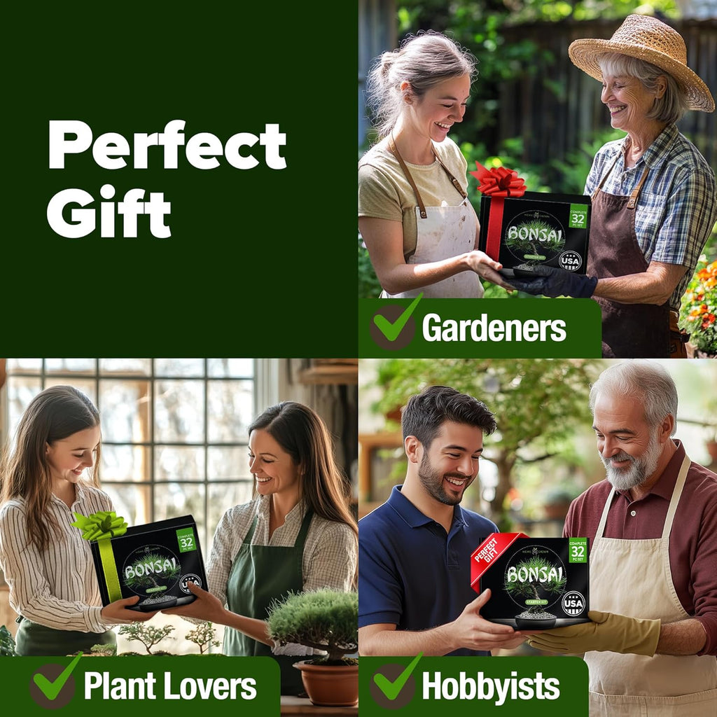 Bonsai Tree Kit 𝗨𝗦𝗔 Gifts for Men & Women - Grow 4 Bonsai Trees - Unique Gardening Crafts for Adults, DIY Hobbies for Plant Lovers & Gardeners - Unusual Christmas Gift Ideas for Mom & Dad