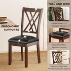NAFORT Wooden Dining Chairs Set of 6, High Back Kitchen Chairs, Vintage Dining Room Chairs with Solid Rubber Wood Legs, Max Load 360 Lbs, Perfect for Kitchen, Dining Room, Cafe, Restaurant