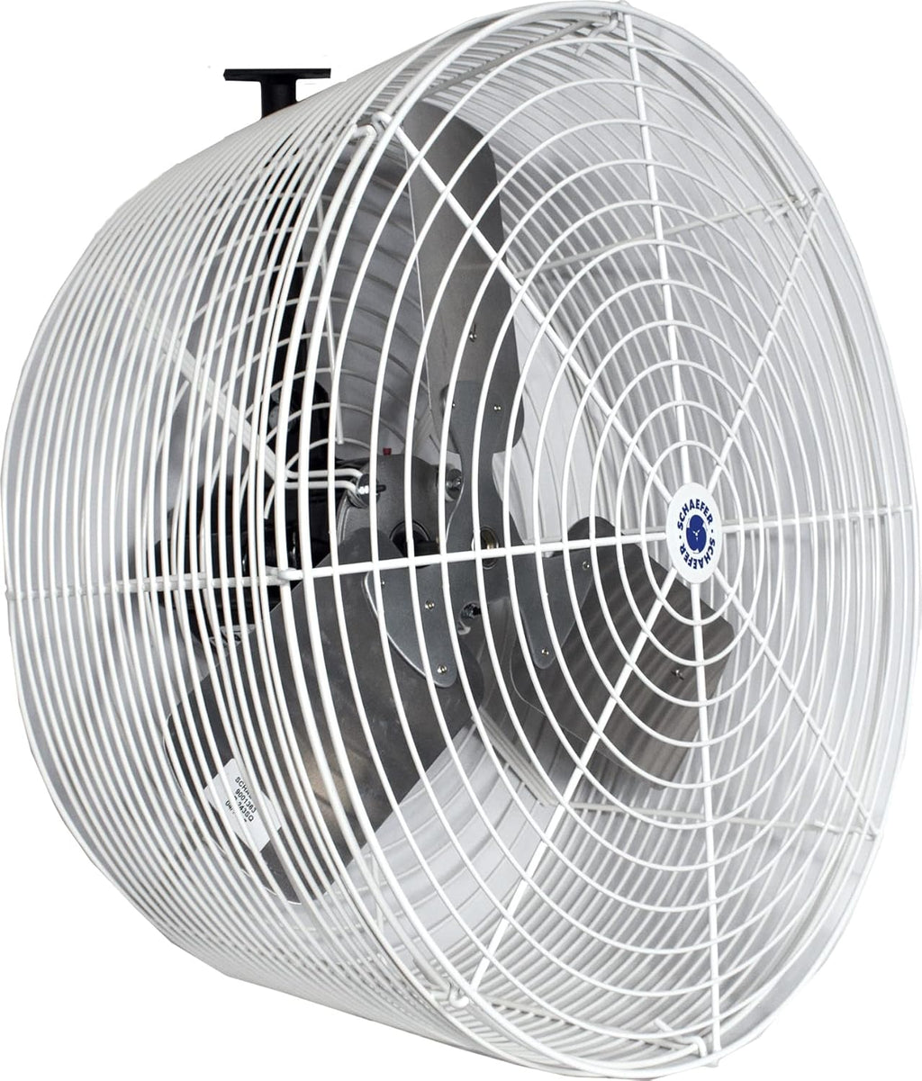 Schaefer VK24 Versa-Kool Deep Guard Greenhouse Air Circulation Fan - 24”HAF Wall Mount Fan w/T-shape Mount - Made in USA - 1/2 HP, 7860CFM - White