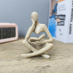 Reading Sculpture Thinker Statue 4.5”- Modern Abstract Art Figurine for Bookshelf & Coffee Table Decor, Aesthetic Home Accents for Living Room, Office Shelves, Desks, and Knick Knack Displays (Grey)