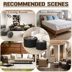 Round Wood Nesting Coffee Table Set, Wood Base Circle Center Table for Living Room, Modern Fluted Drum Side Tables Set of 2 for Apartment Small Space, Easy Assembly