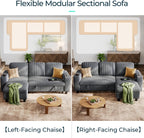 LINSY HOME Sectional Couches for Living Room, 81" L Shape 3 Seats, Grey | Sleeper sofa with pull out couch bed, corduroy couch with storage