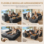 142" Upgraded Couch with Storage, Modular Sectional Couches for Living Room, Oversized Deep Seat 6-Seat U Shaped Cloud Sofa with Ottoman & Pillows,Corduroy,No Assembly (Gray)