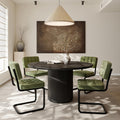 Mid-Century Modern Dining Chairs Set of 4 with Metal Legs, Green | Upholstered Chenille Cantilever Dining Chairs with Ergonomic Backrests, Armless Design, Padded Seats for Dining Room
