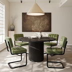 Mid-Century Modern Dining Chairs Set of 4 with Metal Legs, Green | Upholstered Chenille Cantilever Dining Chairs with Ergonomic Backrests, Armless Design, Padded Seats for Dining Room