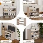 Shoe Bench with Cushion, 2 Tiers Shoe Bench with Flip-Top Storage, 23.6" Shoe Rack Organizer with Adjustable Shelves for Entryway, Hallway, Bedroom, Living Room (Natural Oak)
