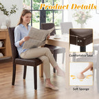 LSSPAID Dining Chairs Set of 6, Upholstered Leather Parsons Dining Room Chairs with Solid Wood Legs, Modern Armless Side Chairs for Kitchen Restaurant Home, Dark Brown