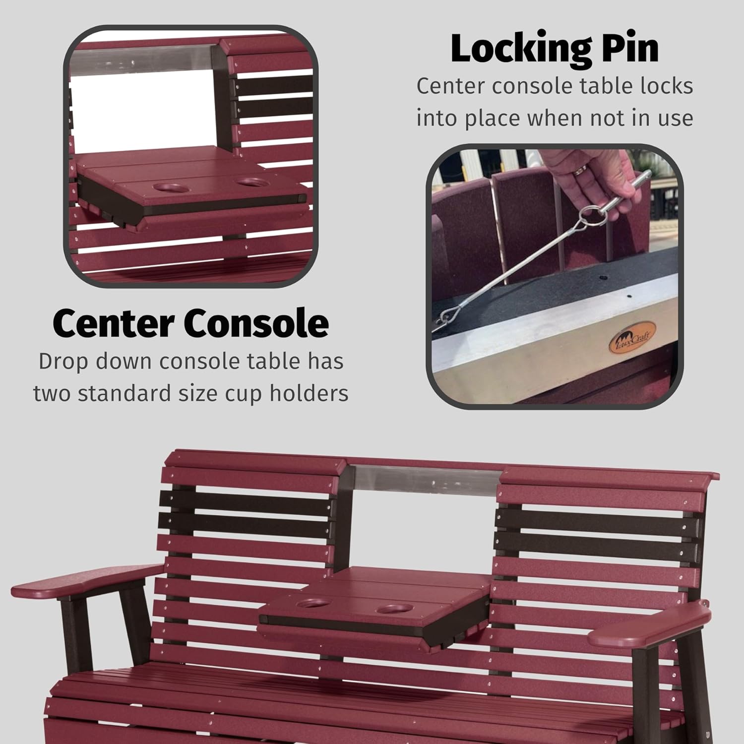 LuxCraft Plain Glider - 5' - Available in 14 Colors (Weatherwood)