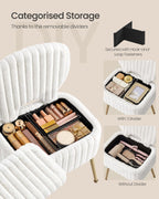 SONGMICS Vanity Chair, Makeup Stool with Folding Backrest | Plush Padded Dressing Table Stool, 17.1 x 13 x 32.1 inch, for Bedroom, Dressing Room, Black, GLAMOR Collection ULOM532WD01