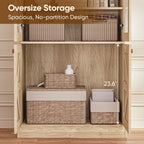 71" Tall Farmhouse Kitchen Pantry, Large Storage Cabinet with Glass Doors, Adjustable Shelves, 3 Drawer, Wood Versatile Hutch Cabinet for Dining Room, Living Room，Brown，4pcs