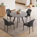 Zerifevni 34.6'' Round Dining Table and Chairs for 4, Mid Century Modern Round Table Set, Space Saving for Apartment Kitchen Dining Room (Grey Table+4 Black Chairs)
