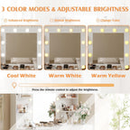 YESHOMY Vanity Desk with Mirror, Outlet, 10 Lights & 7 Drawers,White