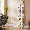 TUTOTAK Bookshelf, 6-Tier Tall Book Shelf, Narrow Bookcase for Small Space, DIY Stackable Bookshelf, for Living Room, Office, Study, Entryway, Industrial, White BS01BW006