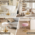 Vanity Chair Adjustable Vanity Stool for Vanity Swivel Vanity Stool Chair Ottoman Gold Base White