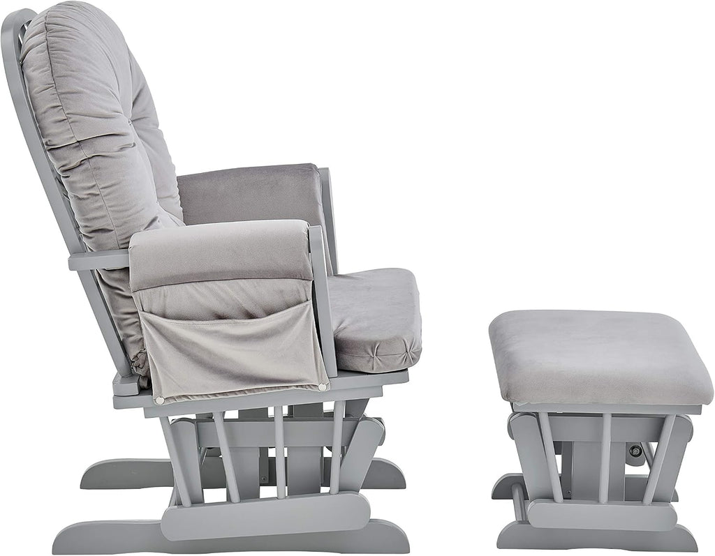 GOWE Mason Glider and Ottoman Gray Wood and Light Gray Fabric