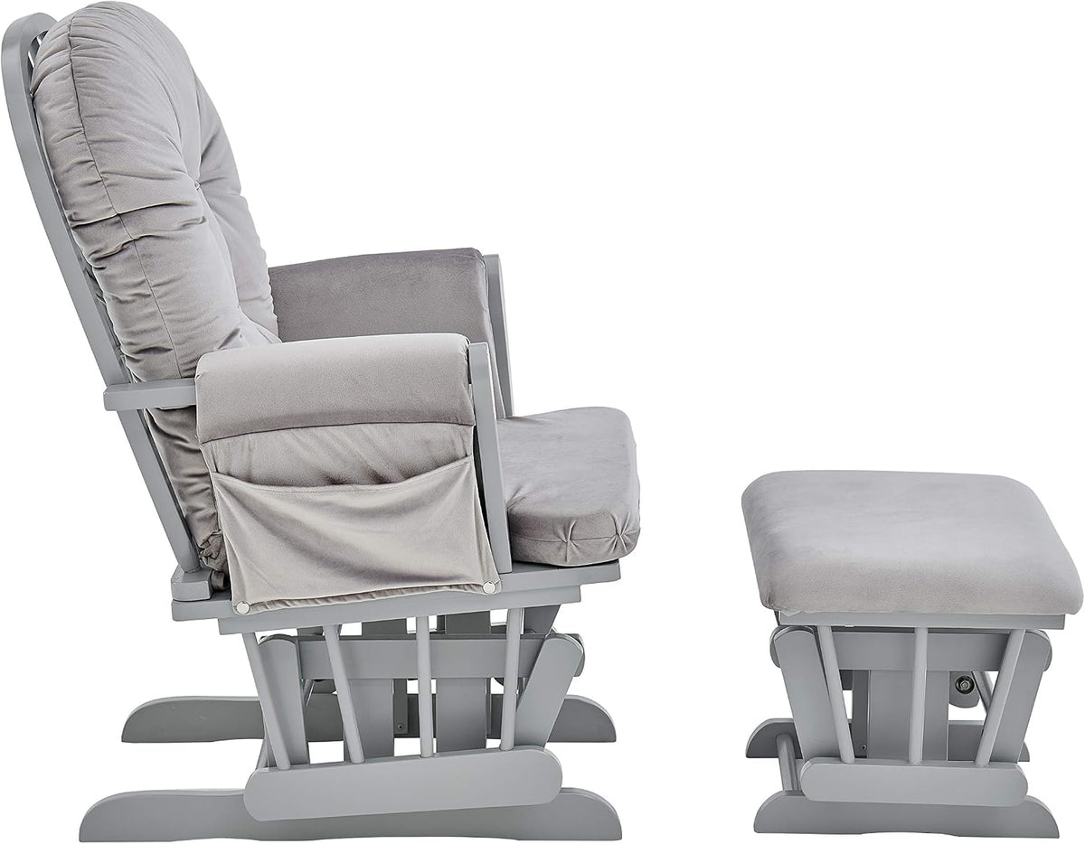 GOWE Mason Glider and Ottoman Gray Wood and Light Gray Fabric