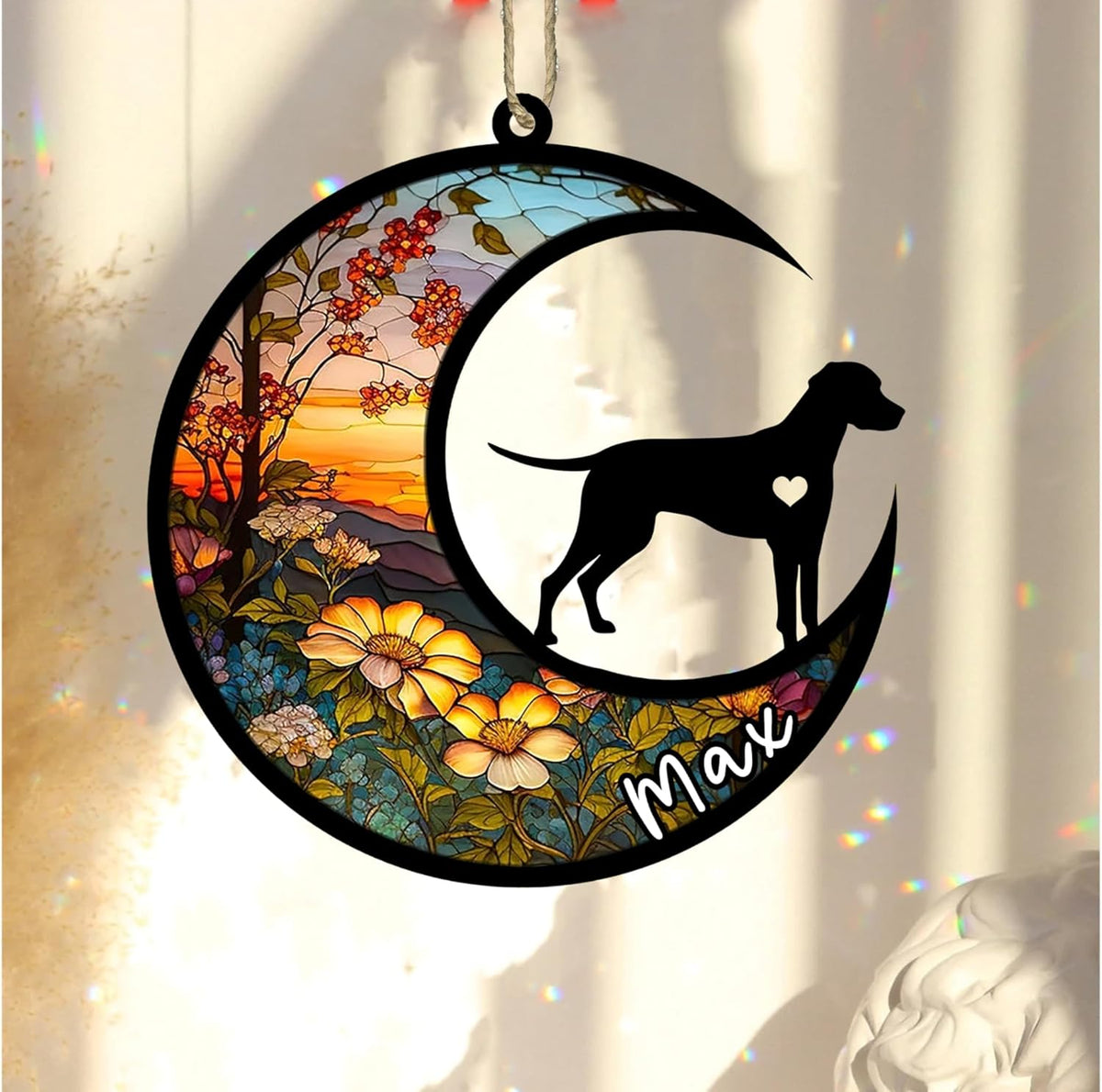 Personalized Dog Memorial, Custom Name Dalmatian Dog Christmas Ornament with Name, Custom Breeds, Pet Loss Light Catcher, Gifts for Lovers Loss of Pet Sympathy on Mothers Day Christmas