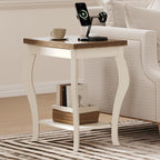 ChooChoo End Tables Living Room, Side Tables Living Room with Curved Legs and Storage Shelf, Small End Tables for Small Spaces, Soft White