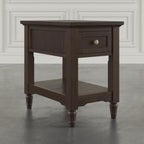 Brentwood Modern Transitional Chairside End Table with Drawer and Storage Shelf,Dark Brown