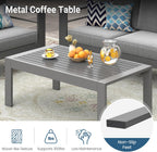 Wisteria Lane Metal Patio Furniture Sofa, All-Weather Outdoor Couch with Upgraded Cushions, Weather-Resistant Heavy Duty Modern Outdoor 2 Seats Sofa for Garden, Balcony, Deck, Backyard, Dark Grey