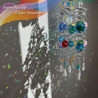 FONMY Hummingbird Gazing Ball Spiral Wind Spinner Sun Catcher Rainbow Maker Silver Spiral W/ K9 Green Crystal Ball Tree Hanging Ornament Indoor Outdoor Garden Decor. -19.5inch H