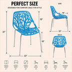 LeisureMod Asbury Modern Dining Chair, Blue, Polypropylene Seat | Chrome Legs, Comfortable Solid Back, Kitchen and Dining Room, Affordable Contemporary Seating