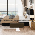 SHA CERLIN Queen Bed Frame, Storage Headboard with Drawers, Charging, Black