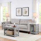Alaterre Furniture Coventry 2-Pack Wood End Tables – Compact Side Tables with Pull-Out Tray, Bottom Shelf, and Open Square Side Panels – Easy Assembly Storage Tables for Living Room or Bedroom (Gray)