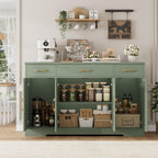 HOSTACK Buffet Sideboard Cabinet with Drawers, 55" Large Buffet Storage Cabinet with Shelves and Doors, Modern Farmhouse Coffee Bar Station for Kitchen, Dining Room, Green
